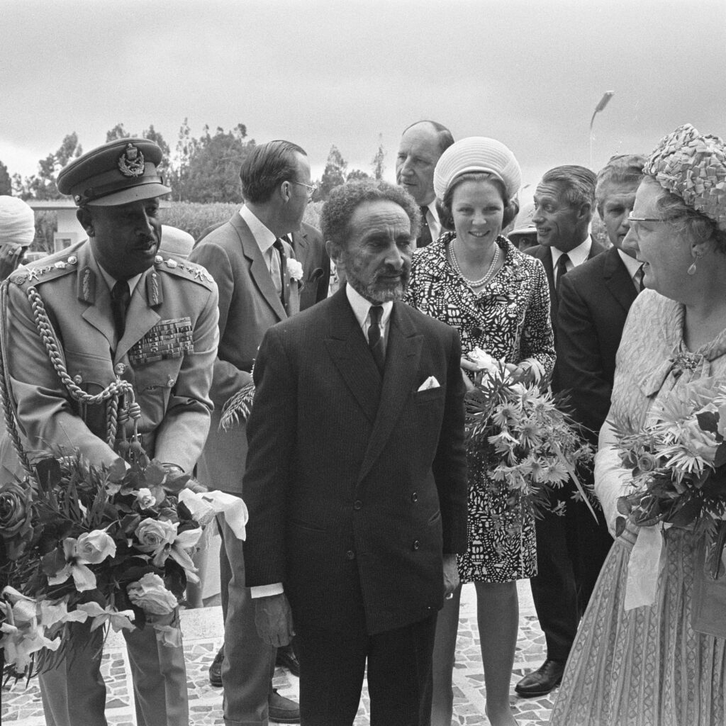 Queen Elizabeth II and President Algeria with Haile Selassie.