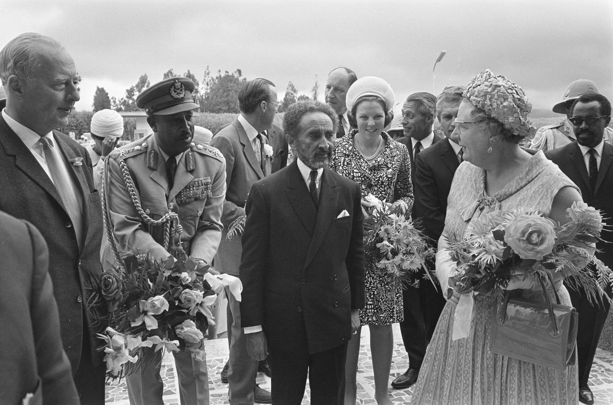 Queen Elizabeth II and President Algeria with Haile Selassie.