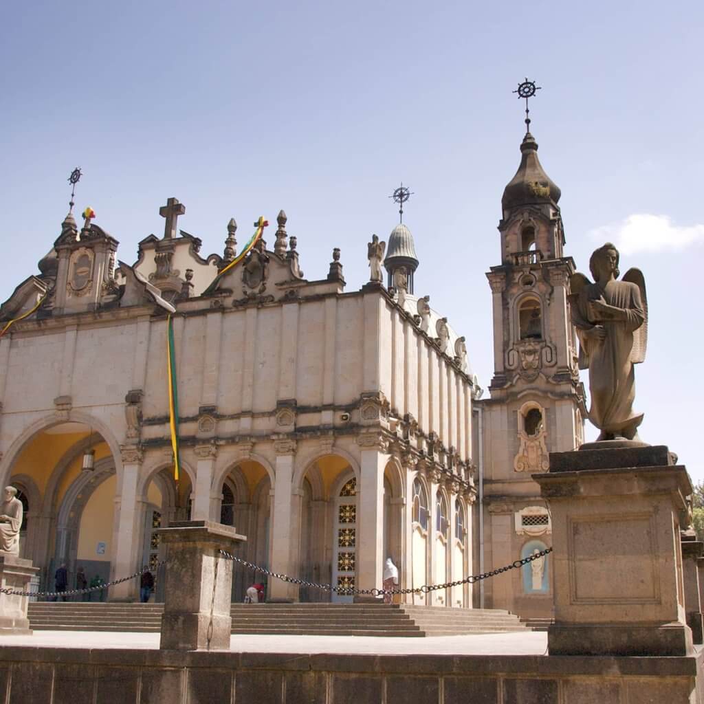 Statues embellishing the exterior of the impressive Holy Trinity Cathedral in Addis Ababa.